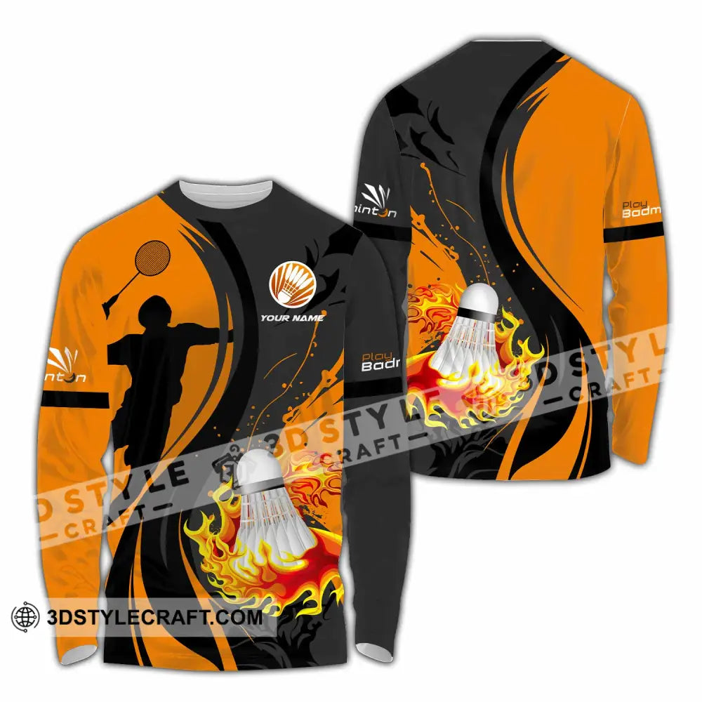 Unisex Shirt - Custom Text Shirt Badminton Shirt Long Sleeve Shirt / S T-shirt