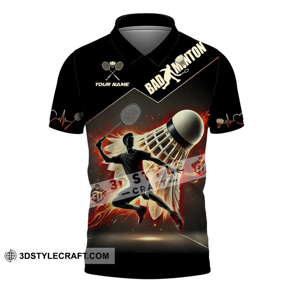 Unisex Shirt - Custom Text Badminton Polo / S T-Shirt