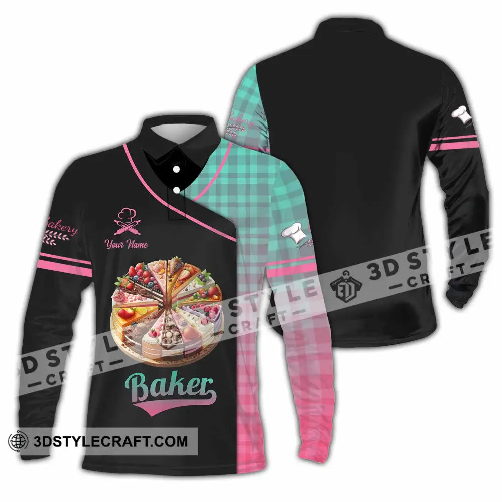 Unisex Shirt - Custom Text Baker Long Sleeve Polo / S T-Shirt