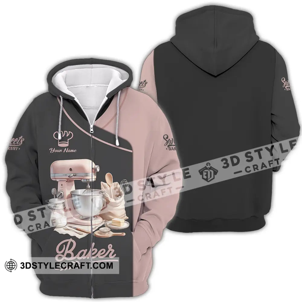 Unisex Shirt - Custom Text Shirt Baker Shirt Zipper Hoodie / S T-shirt