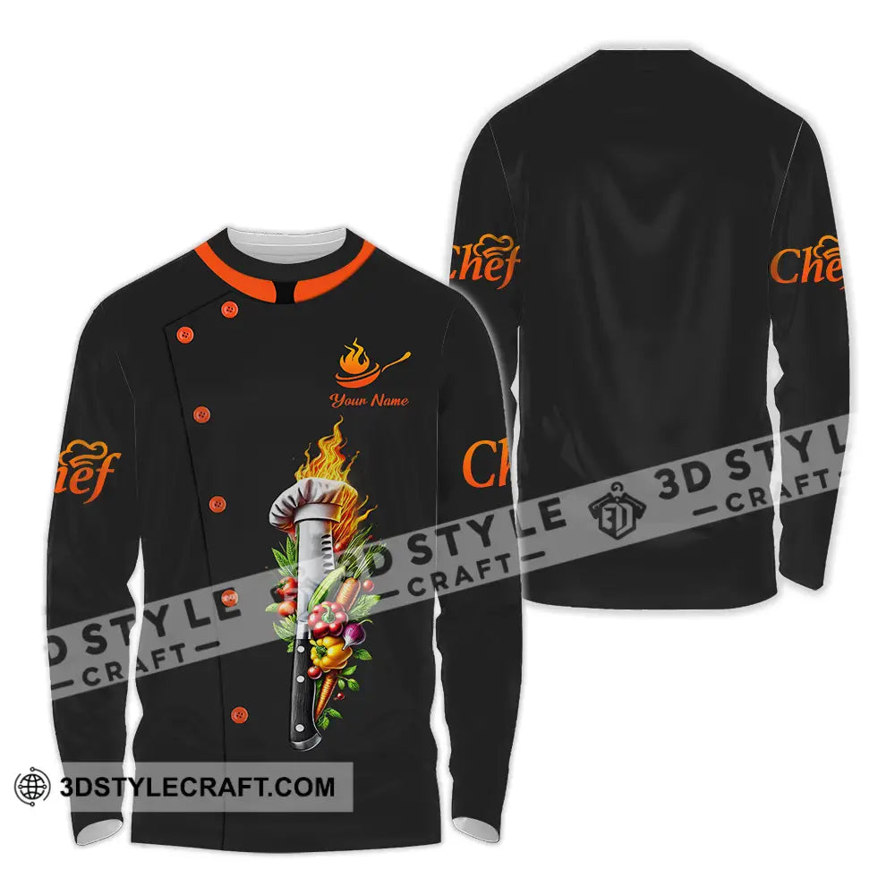 Unisex Shirt - Custom Text Chef Long Sleeve / S T-Shirt