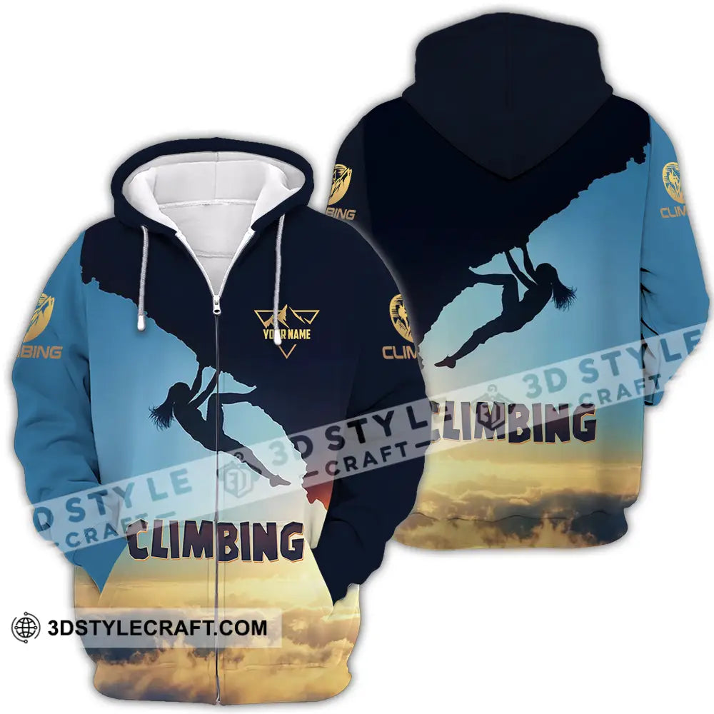 Unisex Shirt - Custom Text Climbing Zipper Hoodie / S T-Shirt