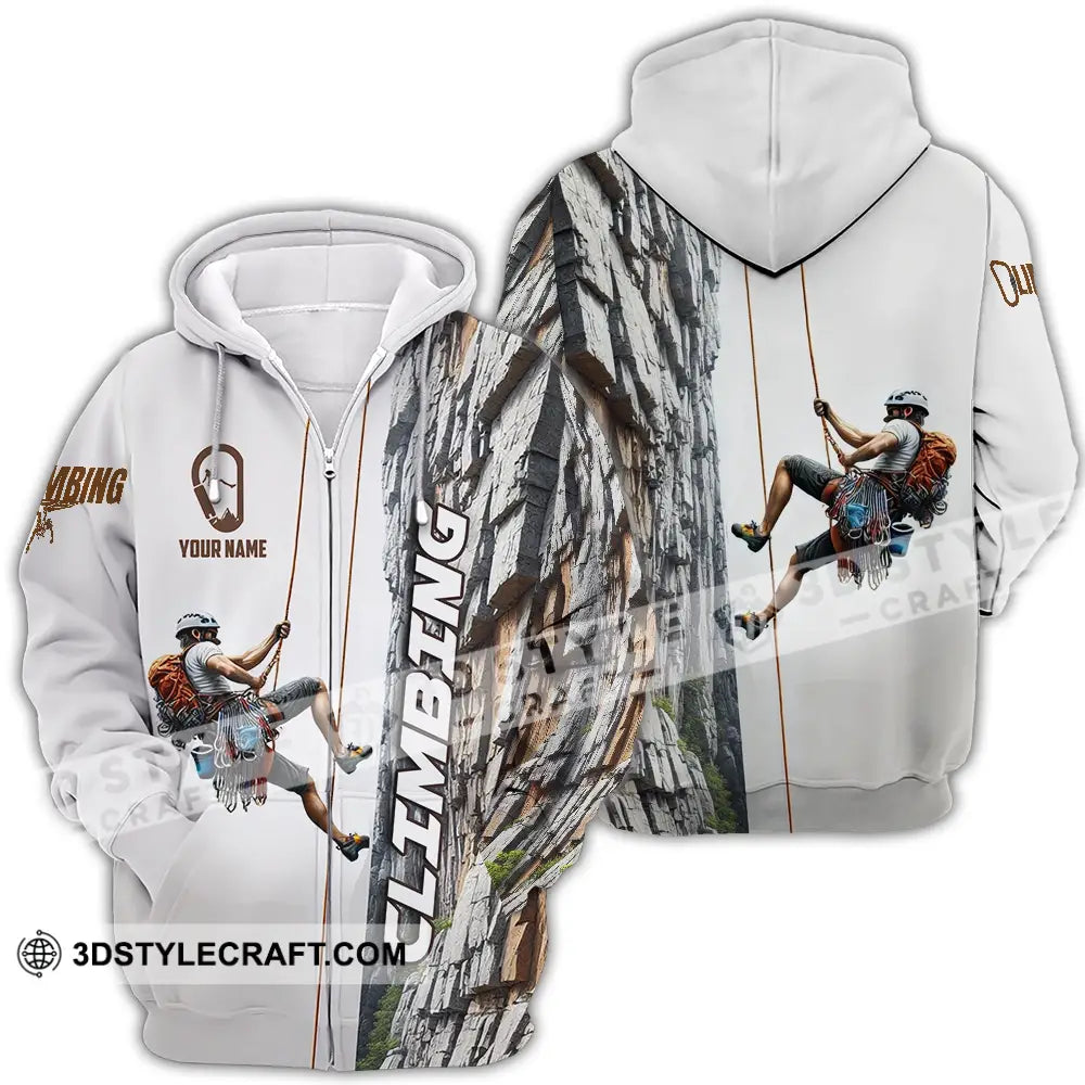 Unisex Shirt - Custom Text Climbing Zipper Hoodie / S T-Shirt