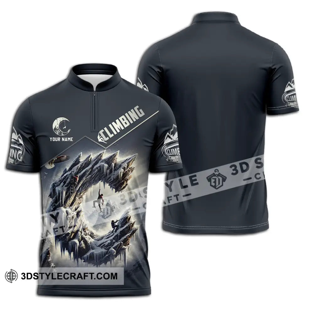 Unisex Shirt - Custom Text Climbing Zipper Polo / S T-Shirt
