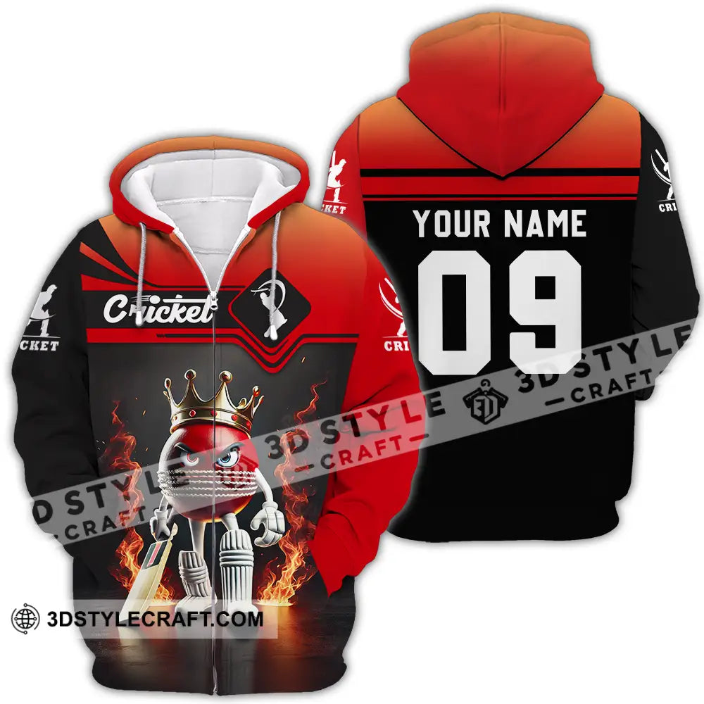 Unisex Shirt - Custom Text Cricket Zipper Hoodie / S T-Shirt