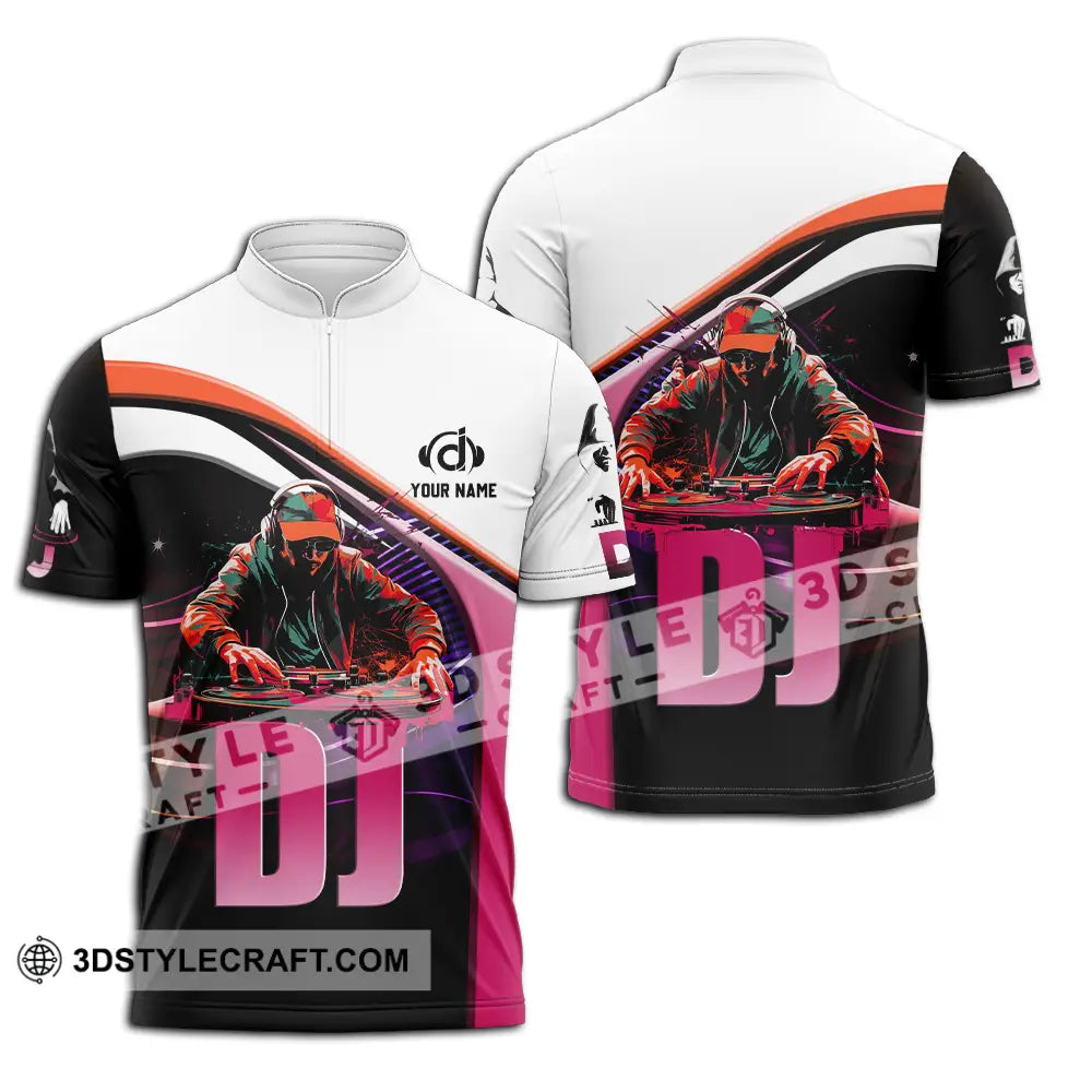 Unisex Shirt - Custom Text Shirt Disc Jockey Zipper Polo Shirt / S T-shirt