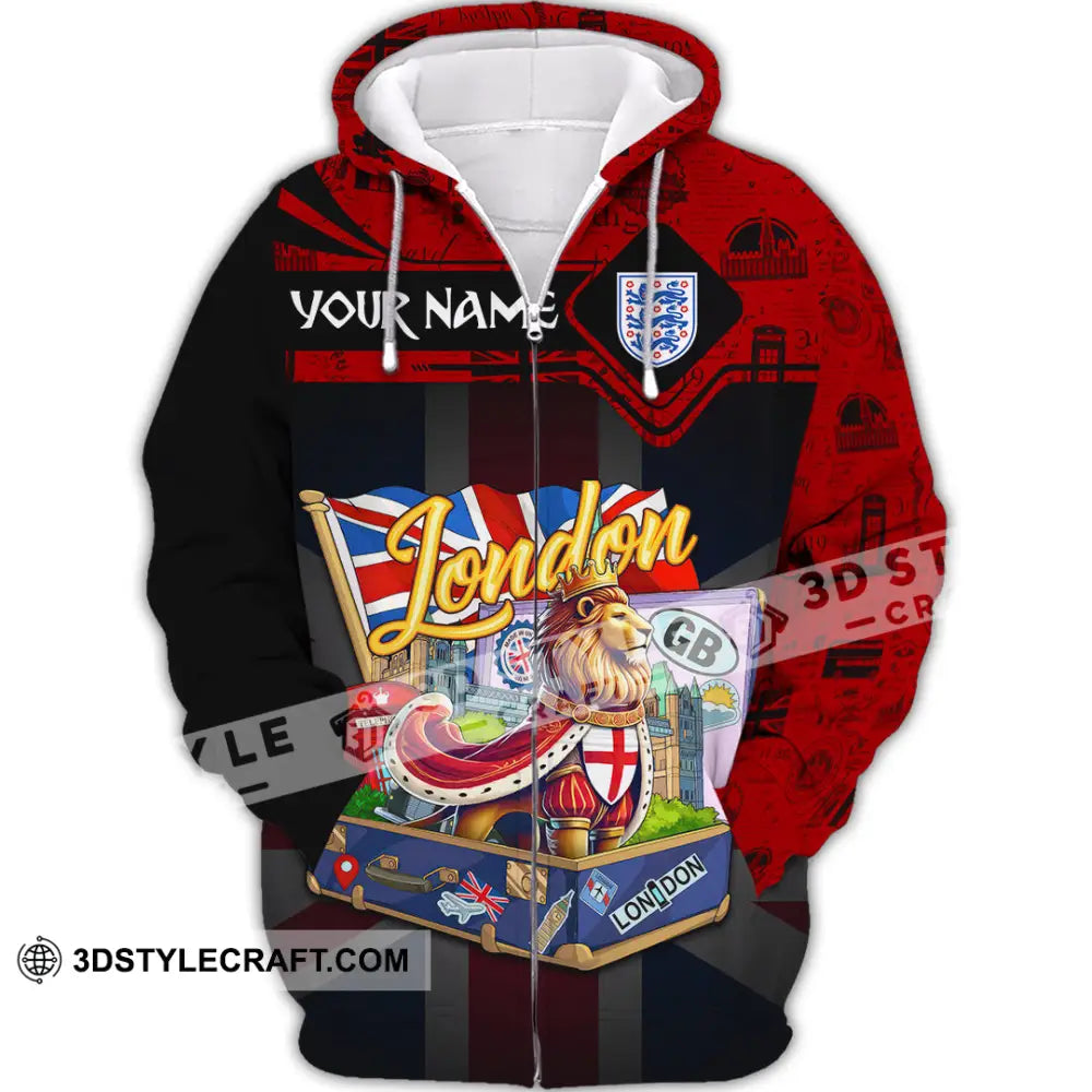 Unisex Shirt - Custom Text Shirt England Shirt Zipper Hoodie / S T-shirt