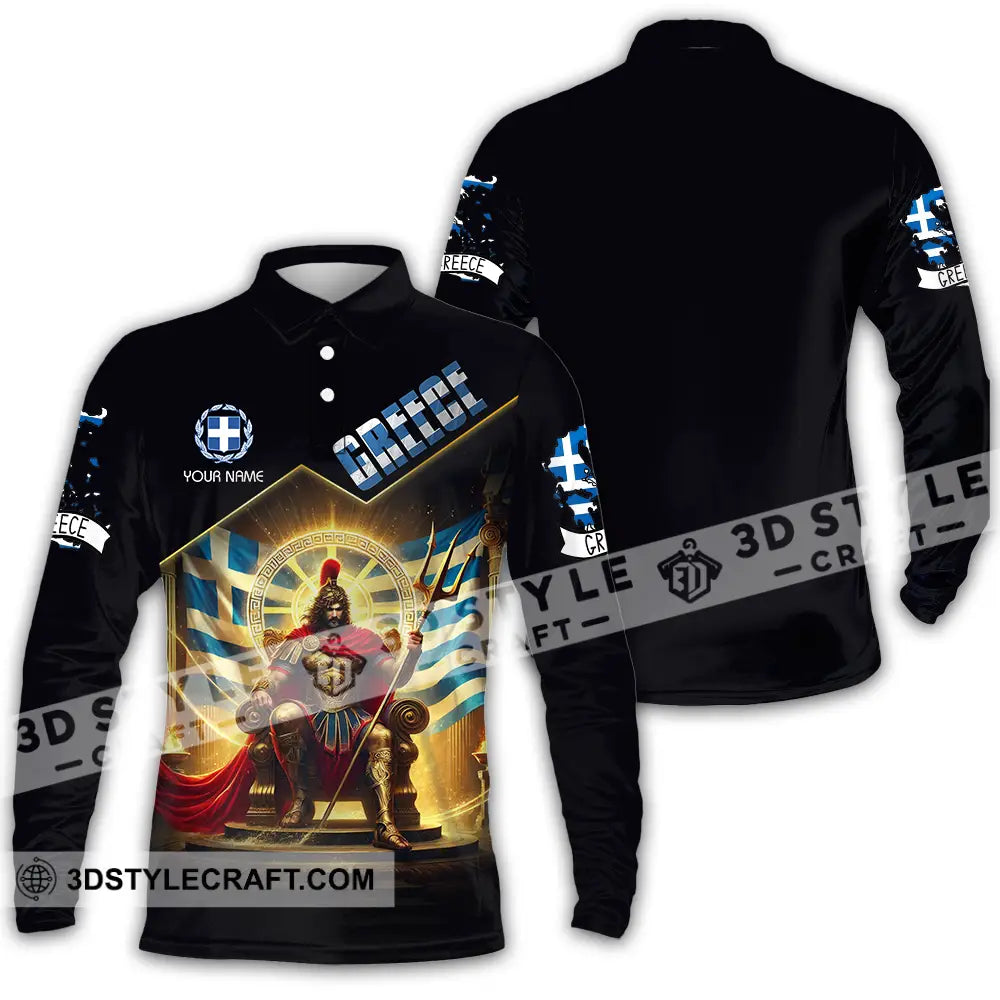 Unisex Shirt - Custom Text Greece Long Sleeve Polo / S T-Shirt