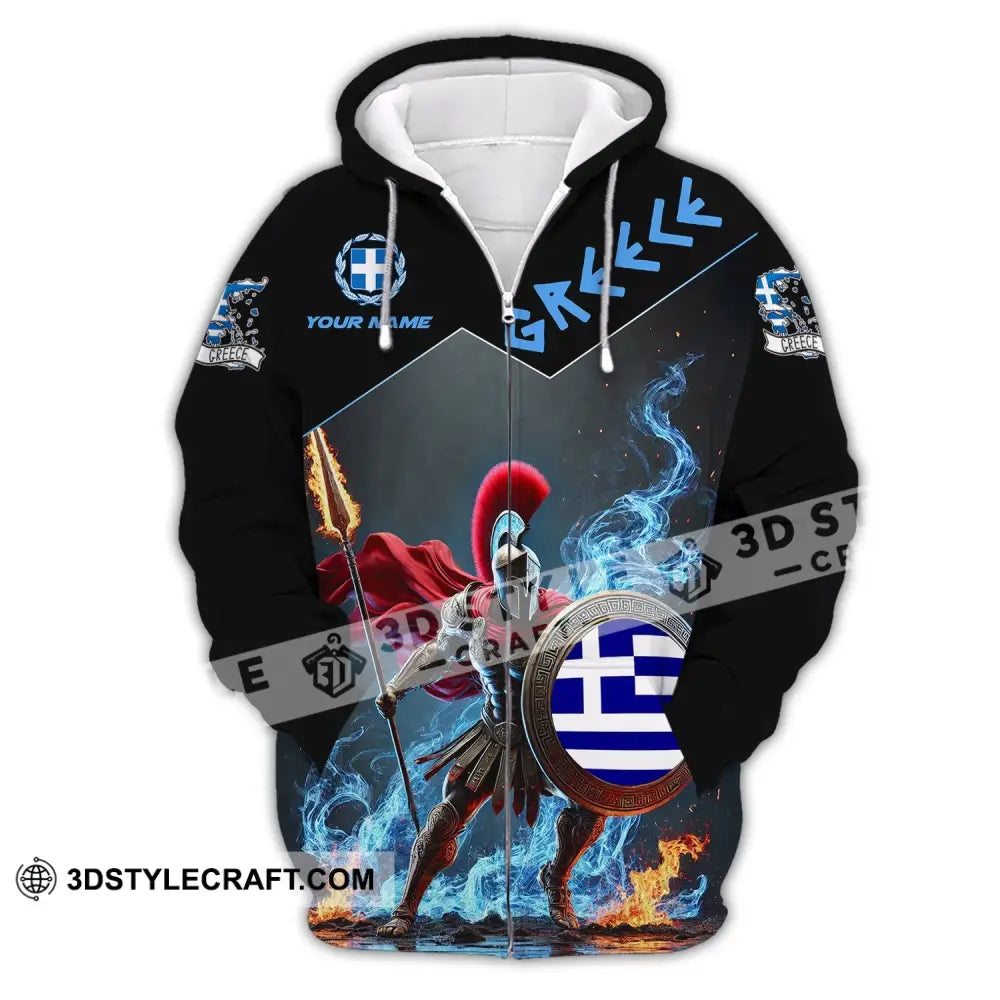 Unisex Shirt - Custom Text Greece Zipper Hoodie / S T-Shirt