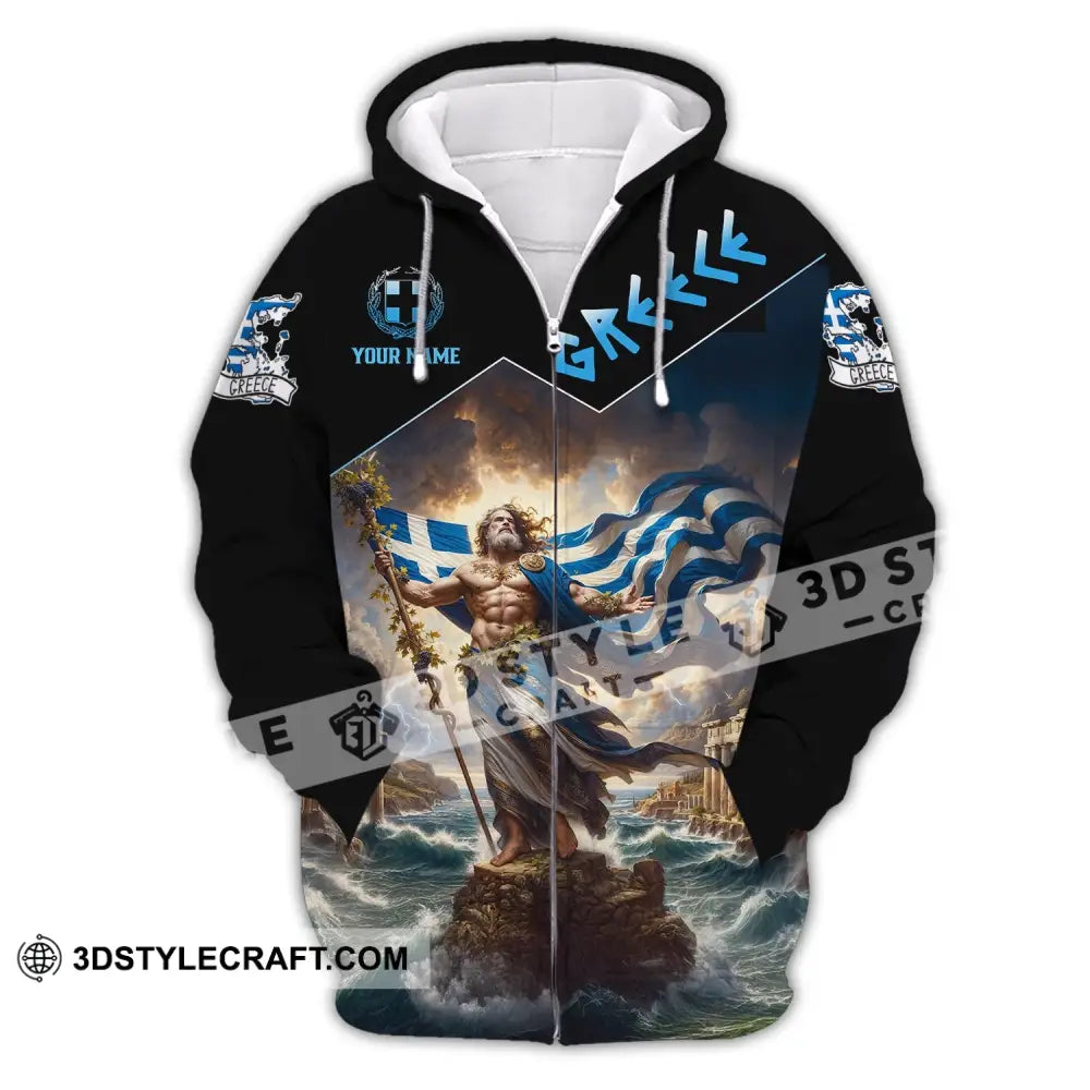 Unisex Shirt - Custom Text Greece Zipper Hoodie / S T-Shirt