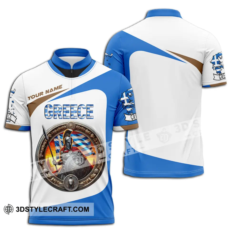 Unisex Shirt - Custom Text Greece Zipper Polo / S T-Shirt