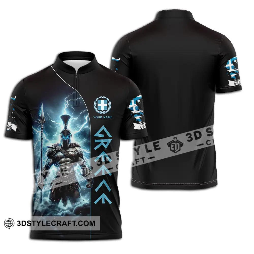 Unisex Shirt - Custom Text Greece Zipper Polo / S T-Shirt