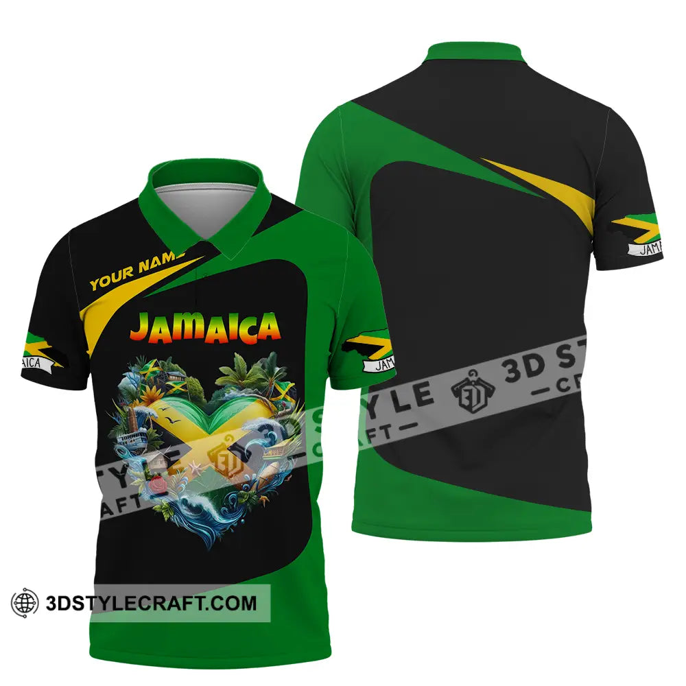Unisex Shirt - Custom Text Jamaica Polo / S T-Shirt
