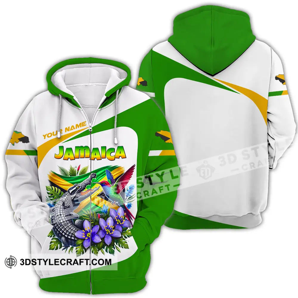 Unisex Shirt - Custom Text Jamaica Zipper Hoodie / S T-Shirt
