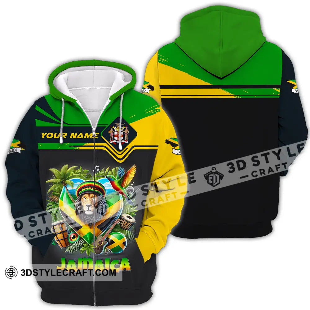 Unisex Shirt - Custom Text Jamaica Zipper Hoodie / S T-Shirt