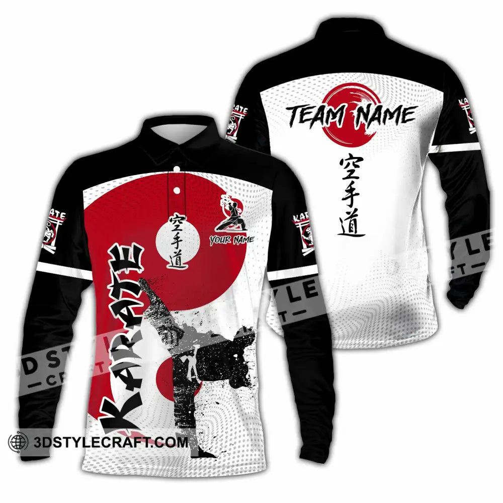 Unisex Shirt - Custom Text Shirt Karate Shirt Long Sleeve Polo / S T-shirt