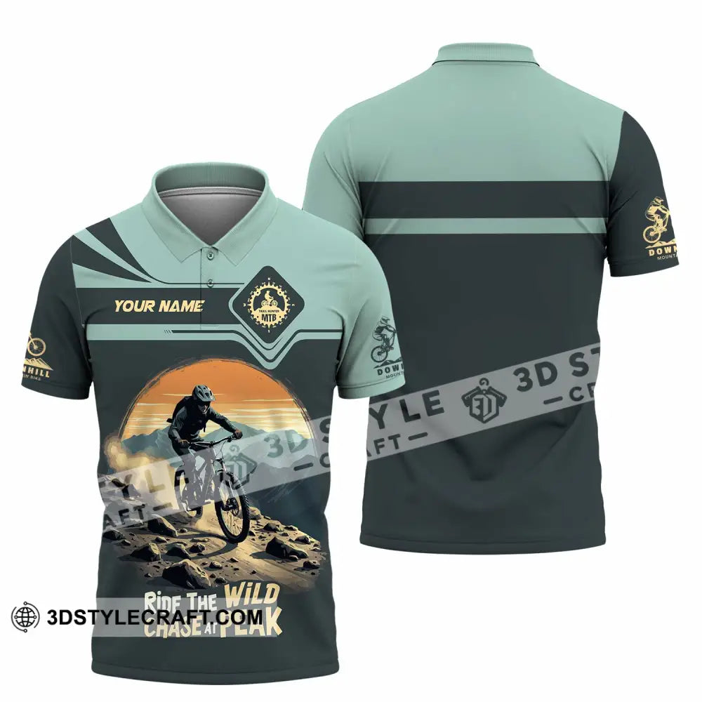 Unisex Shirt - Custom Text Shirt Mountain Bike Ride The Wind Polo Shirt / S T-shirt