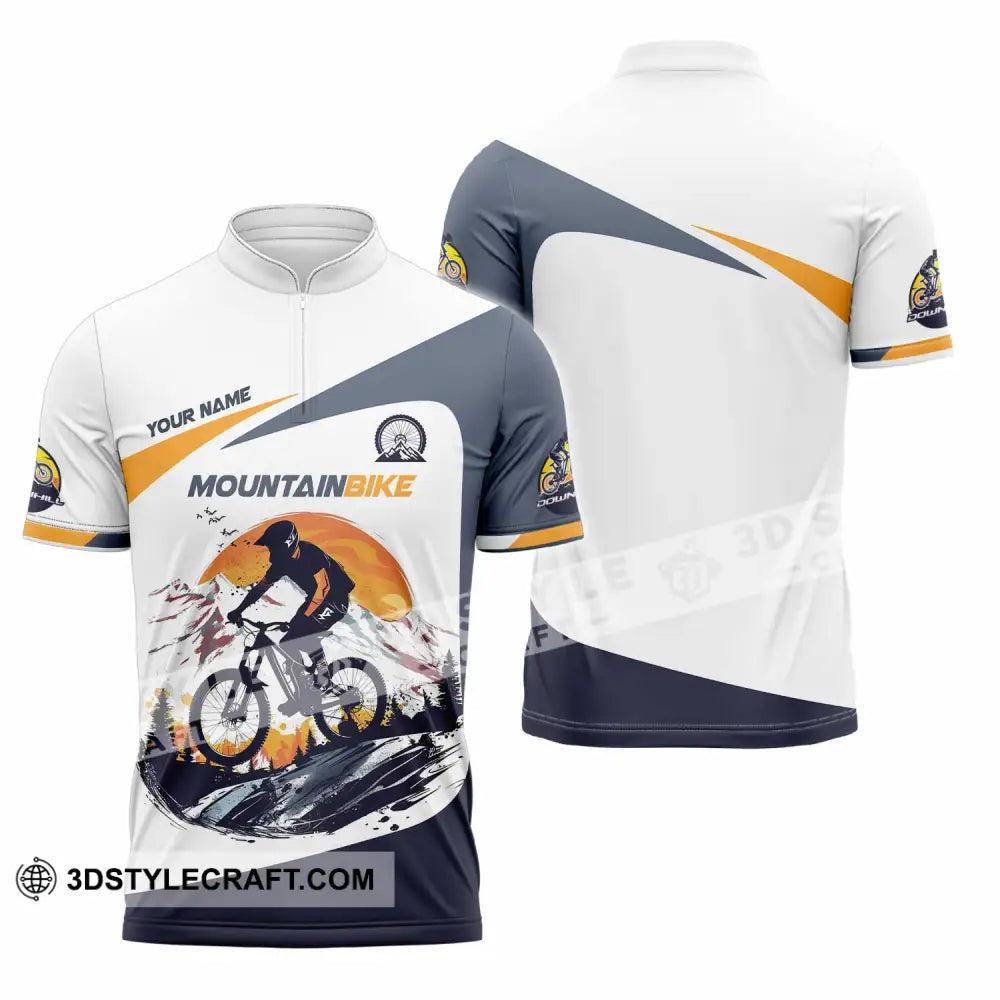 Unisex Shirt - Custom Text Shirt Mountain Bike Shirt Zipper Polo Shirt / S T-shirt