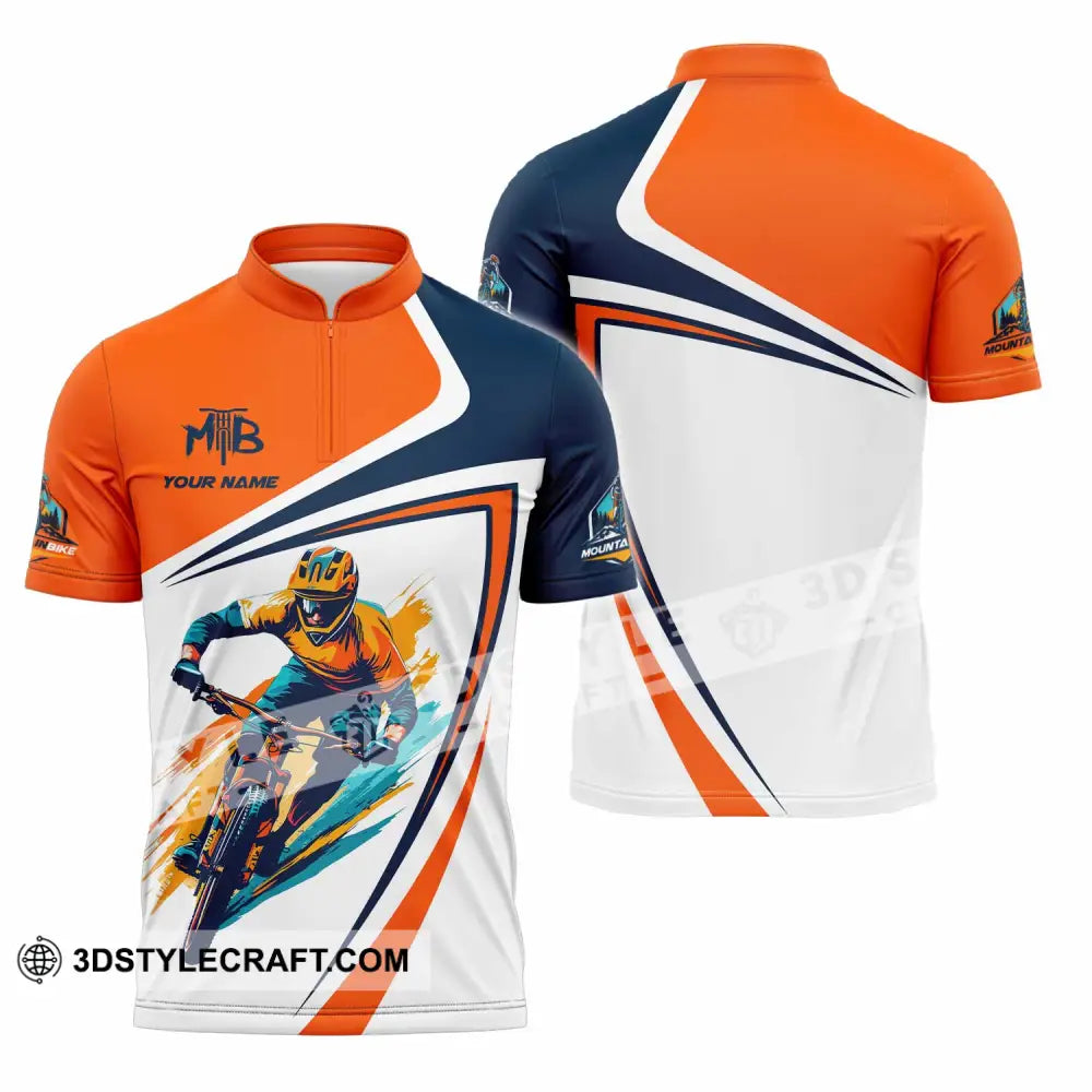 Unisex Shirt - Custom Text Shirt Mountain Bike Shirt Zipper Polo Shirt / S T-shirt