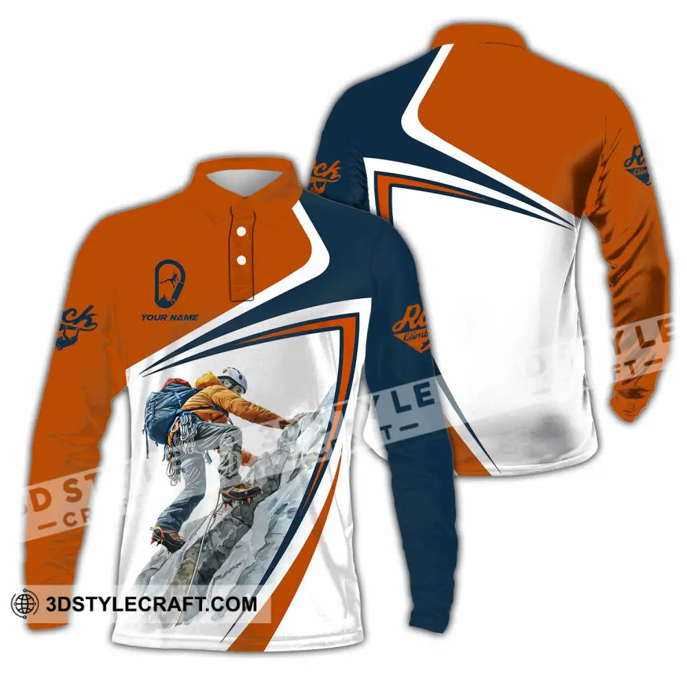 Unisex Shirt - Custom Text Shirt Rock Climb Long Sleeve Polo / S T-shirt