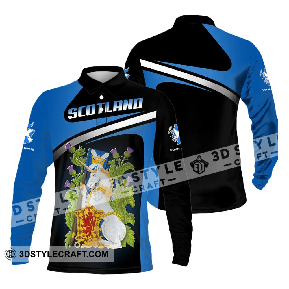 Unisex Shirt - Custom Text Shirt Scotland Shirt Long Sleeve Polo / S T-shirt