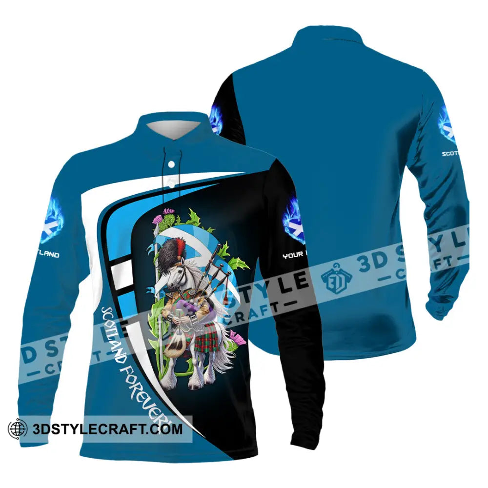 Unisex Shirt - Custom Text Shirt Scotland Shirt Long Sleeve Polo / S T-shirt