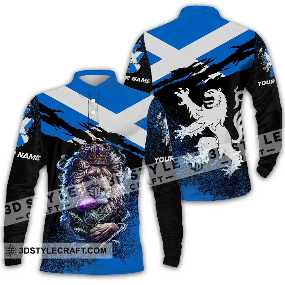 Unisex Shirt - Custom Text Scotland Long Sleeve Polo / S T-Shirt