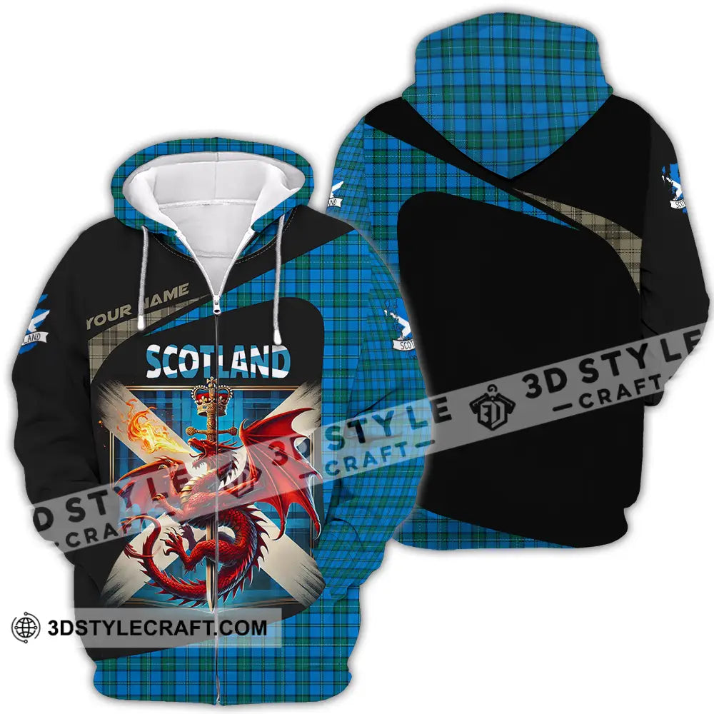 Unisex Shirt - Custom Text Shirt Scotland Shirt Zipper Hoodie / S T-shirt