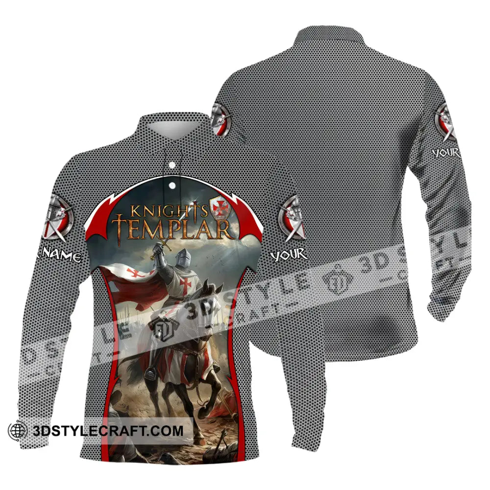 Unisex Shirt - Custom Text Shirt Templar Knight England Shirt Long Sleeve Polo / S T-shirt