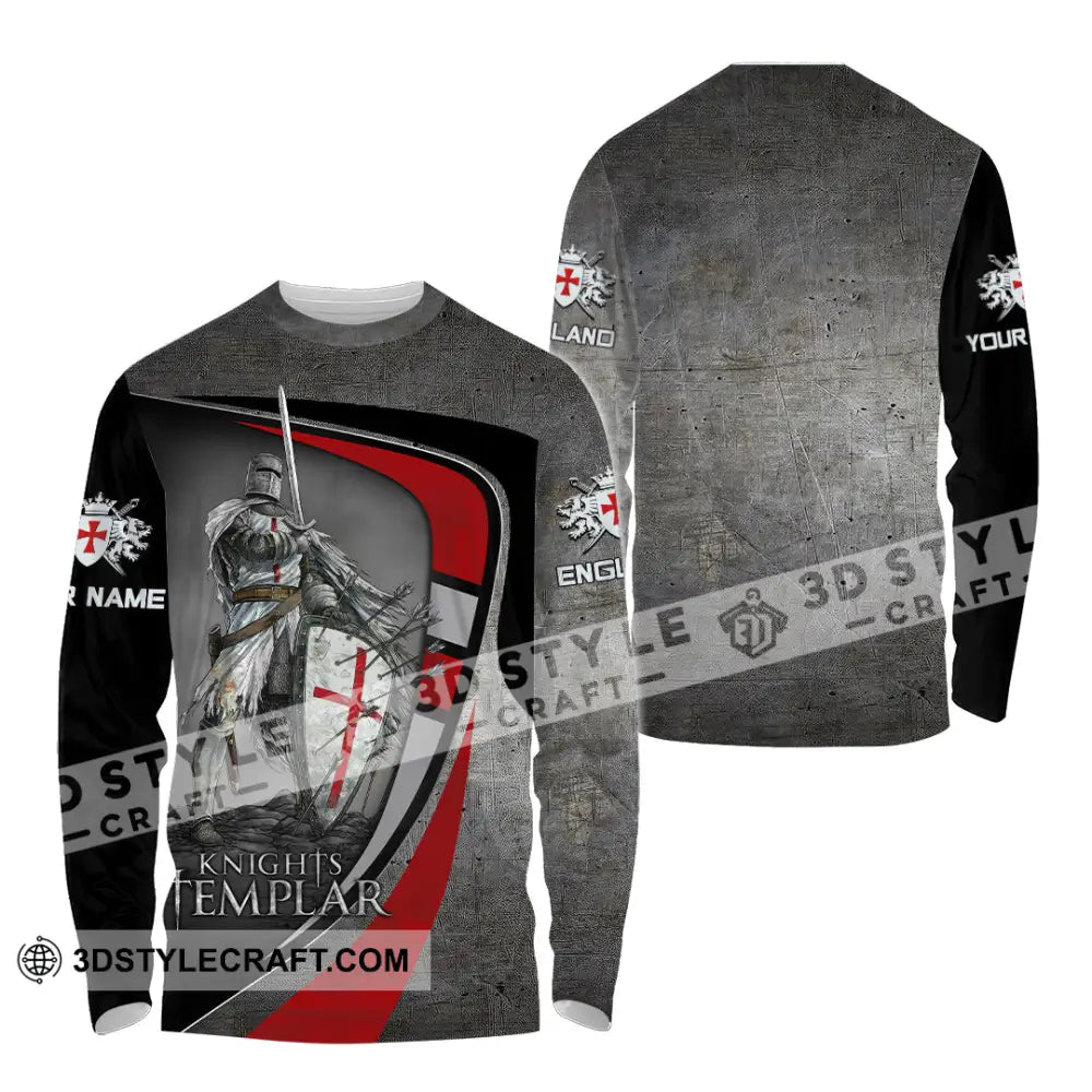 Unisex Shirt - Custom Text Shirt Templar Knight England Shirt Long Sleeve Shirt / S T-shirt