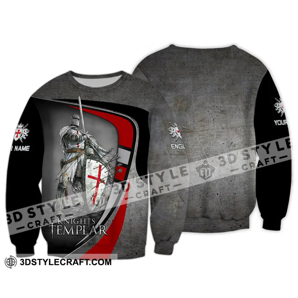 Unisex Shirt - Custom Text Shirt Templar Knight England Shirt Long Sleeve / S T-shirt