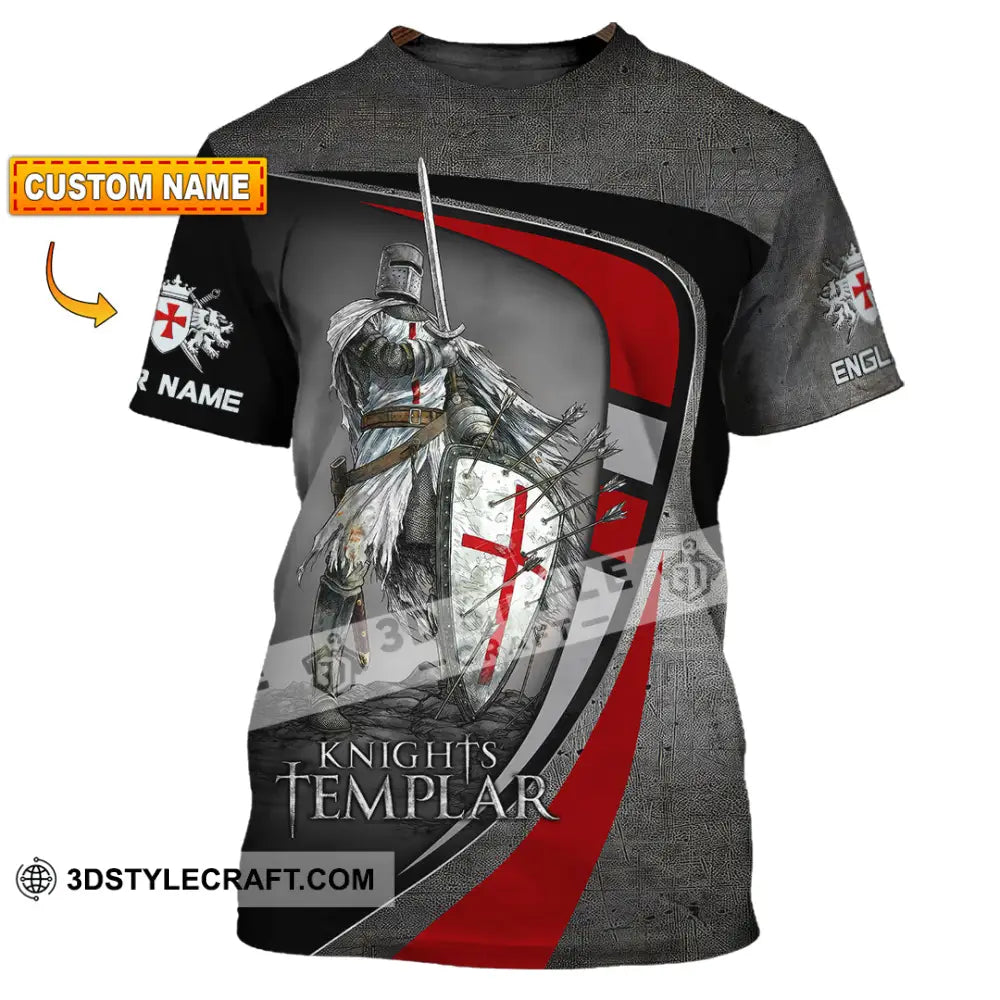 Unisex Shirt - Custom Text Shirt Templar Knight England Shirt T-shirt