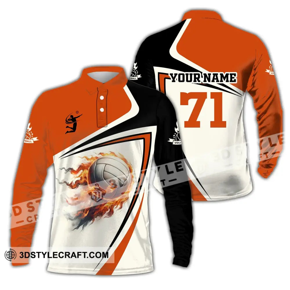 Unisex Shirt - Custom Text Volleyball Long Sleeve Polo / S T-Shirt