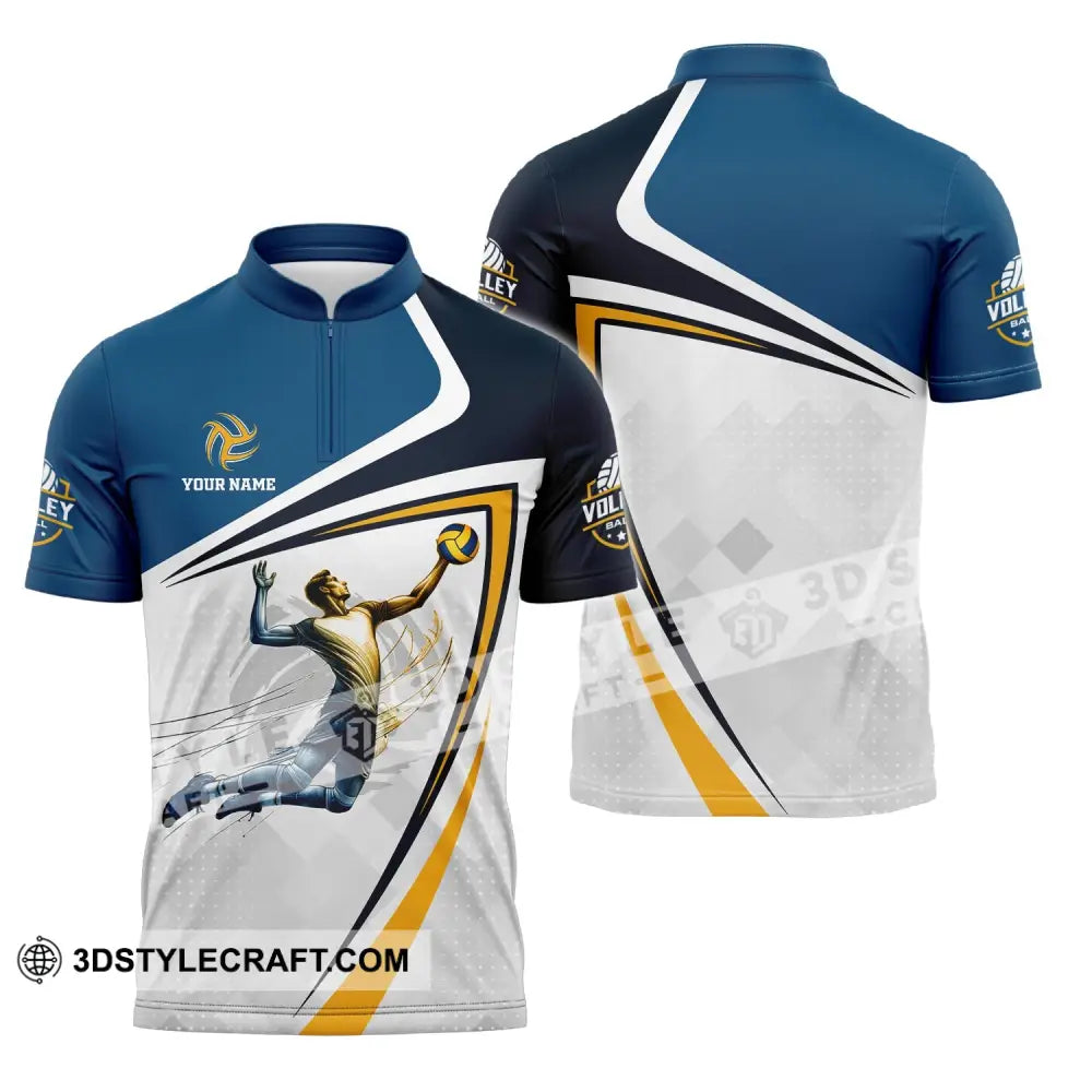 Unisex Shirt - Custom Text Volleyball Zipper Polo / S T-Shirt