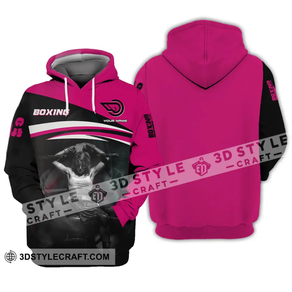 Woman Shirt Custom Name Boxing Long Sleeve T-Shirt Hoodie / S T-Shirt