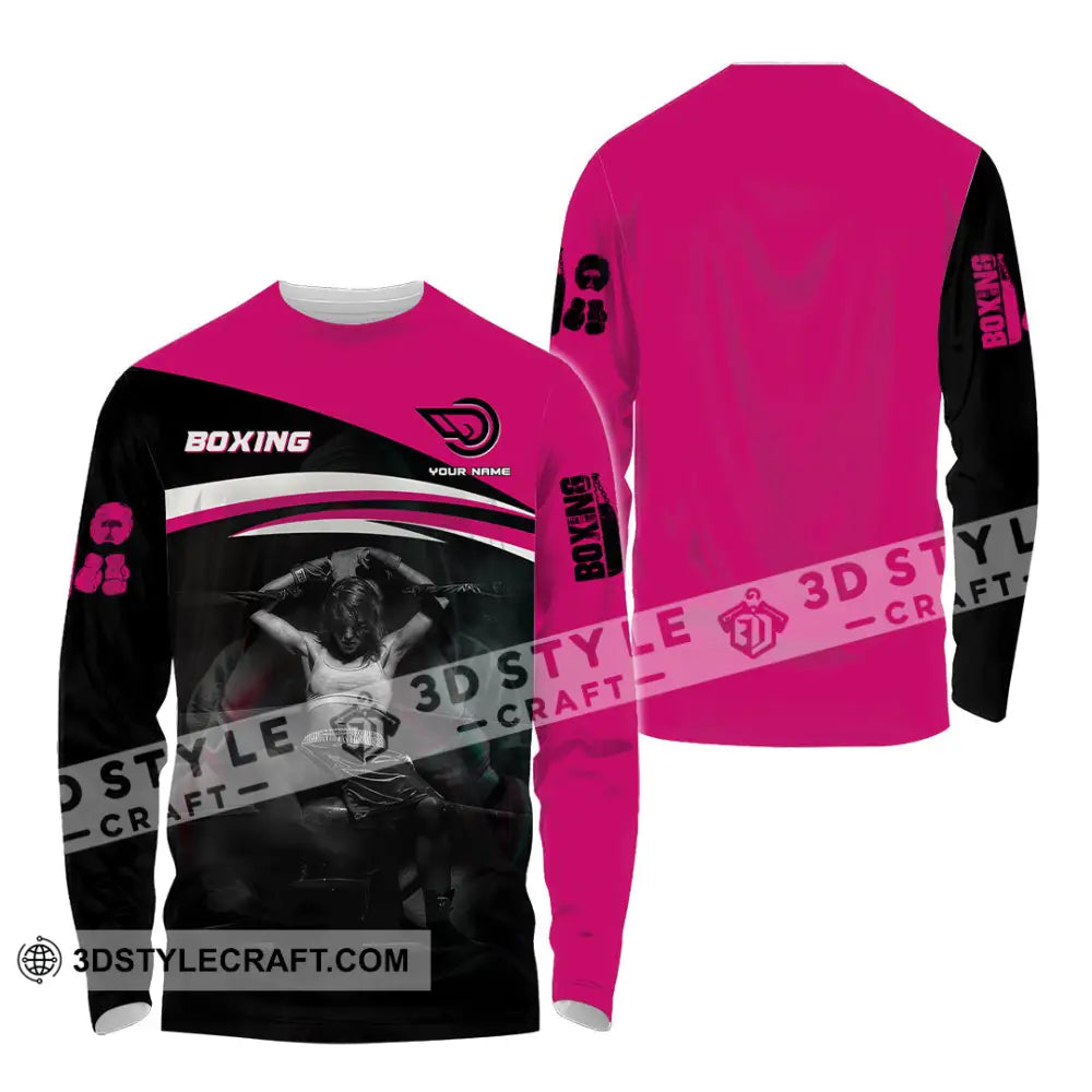 Woman Shirt Custom Name Boxing Long Sleeve T-Shirt / S T-Shirt