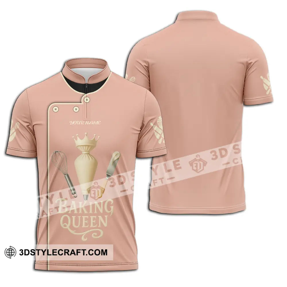 Women Shirt Custom Baking Queen Shirt Zipper Polo Shirt / S T shirt