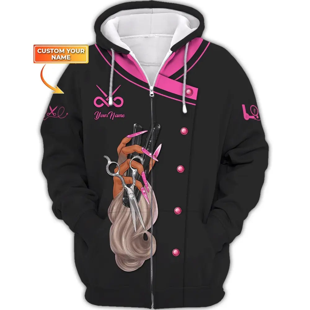 Women Shirt Hair Stylist Hairdresser Hoodie Sportwear Zipper / S T-Shirt