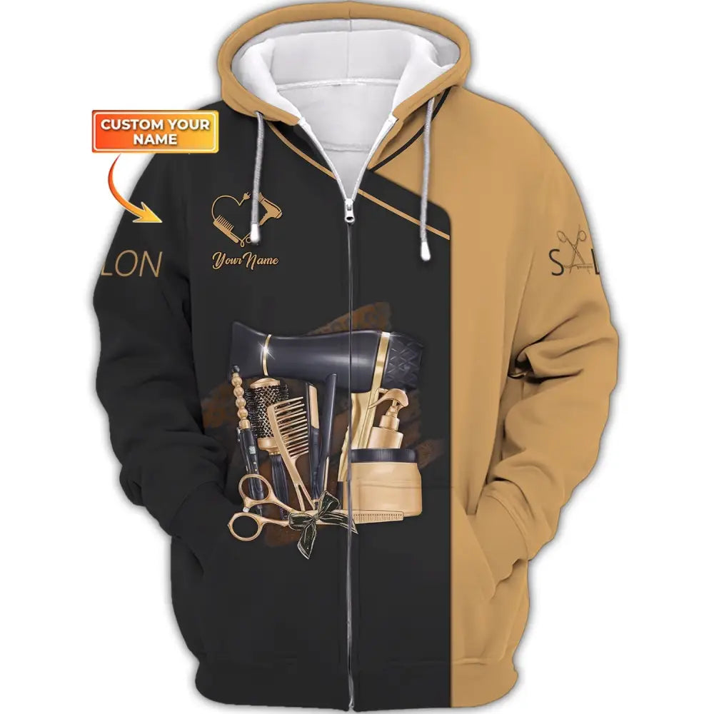 Women Shirt Hair Stylist Hairdresser Hoodie Sportwear Zipper / S T-Shirt