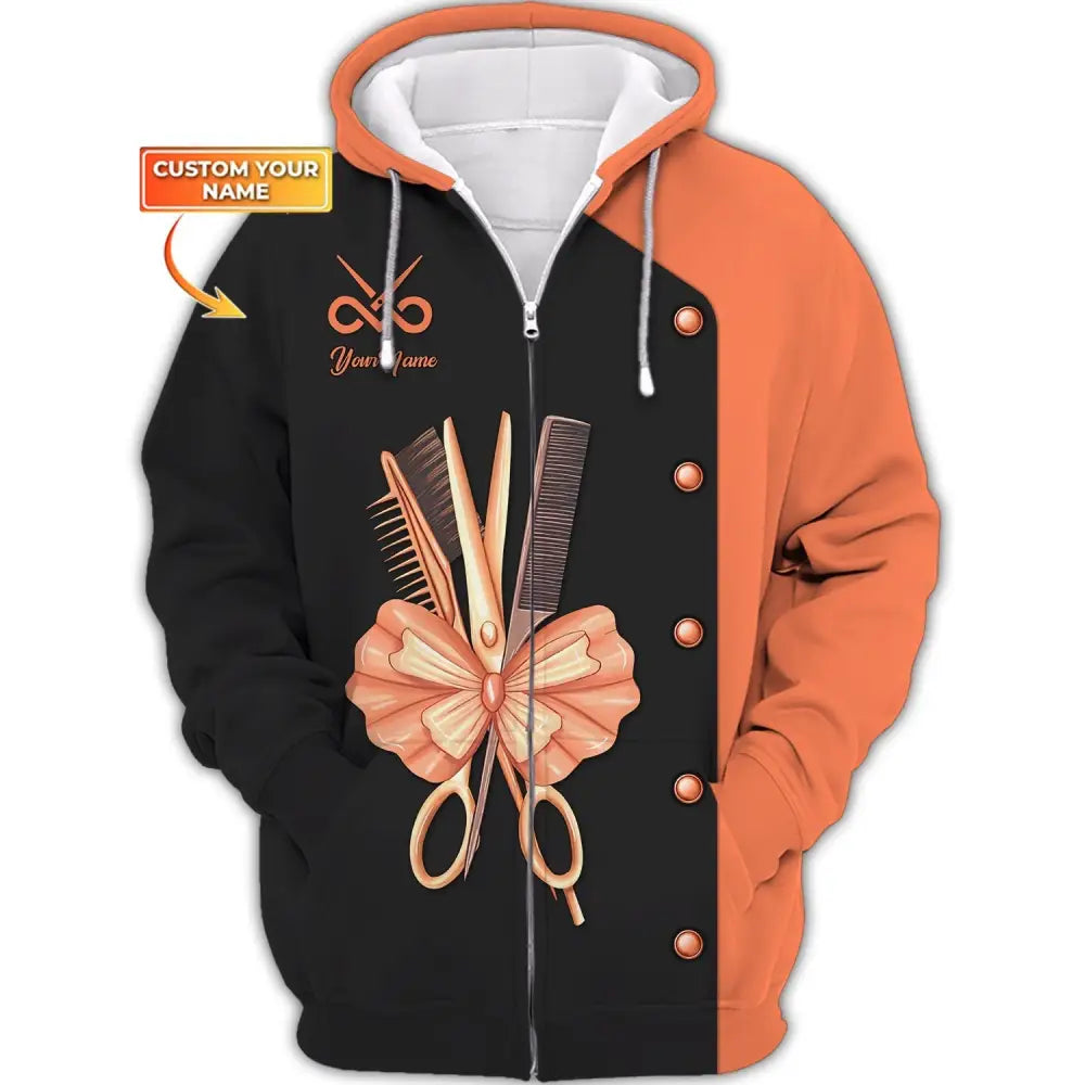 Women Shirt Hair Stylist Hairdresser Hoodie Sportwear Zipper / S T-Shirt