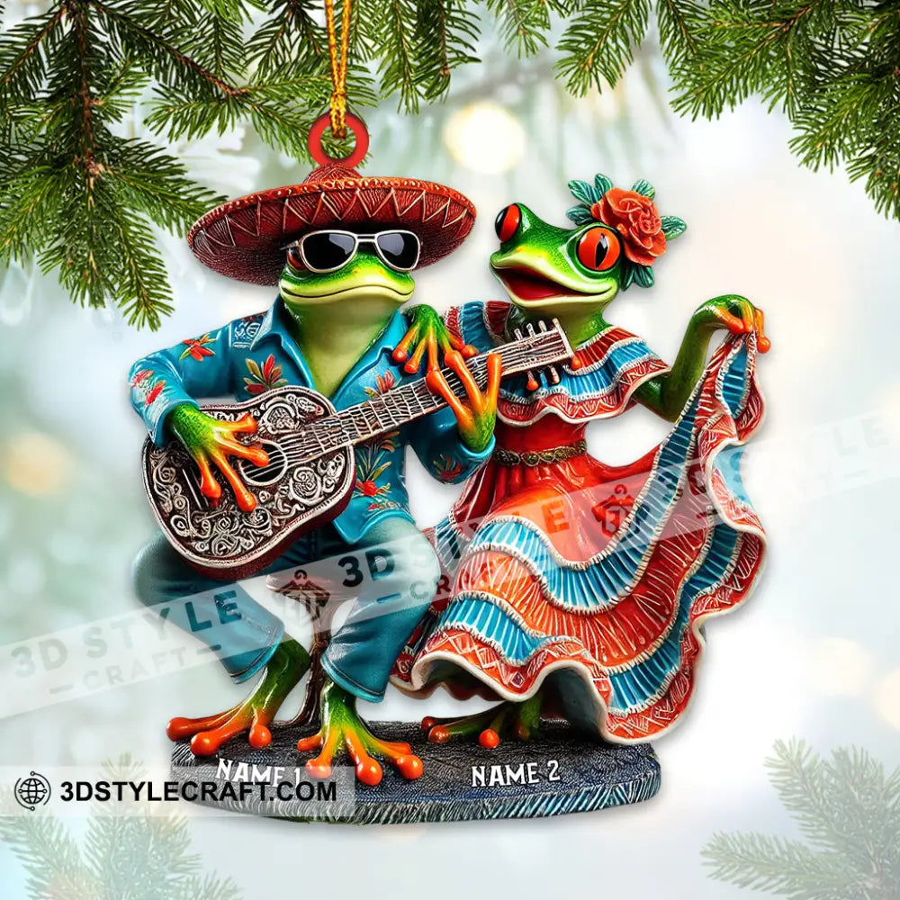 A Couple Mexican Frog Home Decor Christmas Ornament Personalized