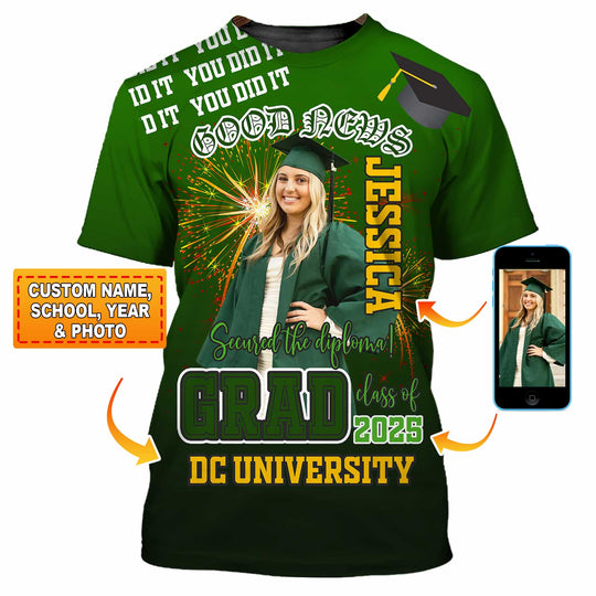 Unisex Shirt - Custom Text Shirt, Grad Shirt style option 1