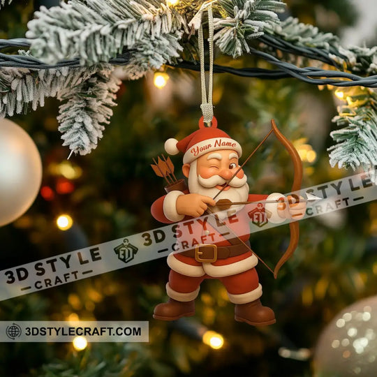 Archery Santa Christmas, Home Decor, Christmas Ornament, Personalized Ornament style option 3