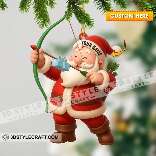 Archery Santa Home Decor, Christmas Ornament, Personalized Ornament style option 1