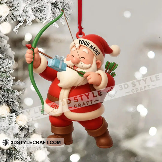 Archery Santa Home Decor, Christmas Ornament, Personalized Ornament style option 4