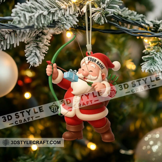 Archery Santa Home Decor, Christmas Ornament, Personalized Ornament style option 3