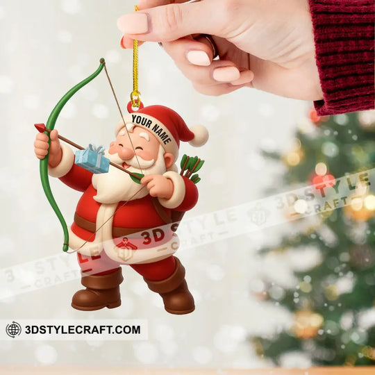 Archery Santa Home Decor, Christmas Ornament, Personalized Ornament style option 2