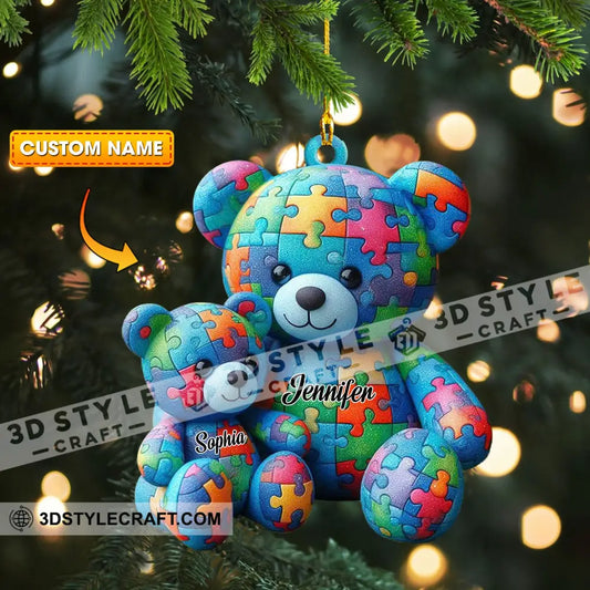 Autisum Bear Ornament Personalized 3.54’’ / 1