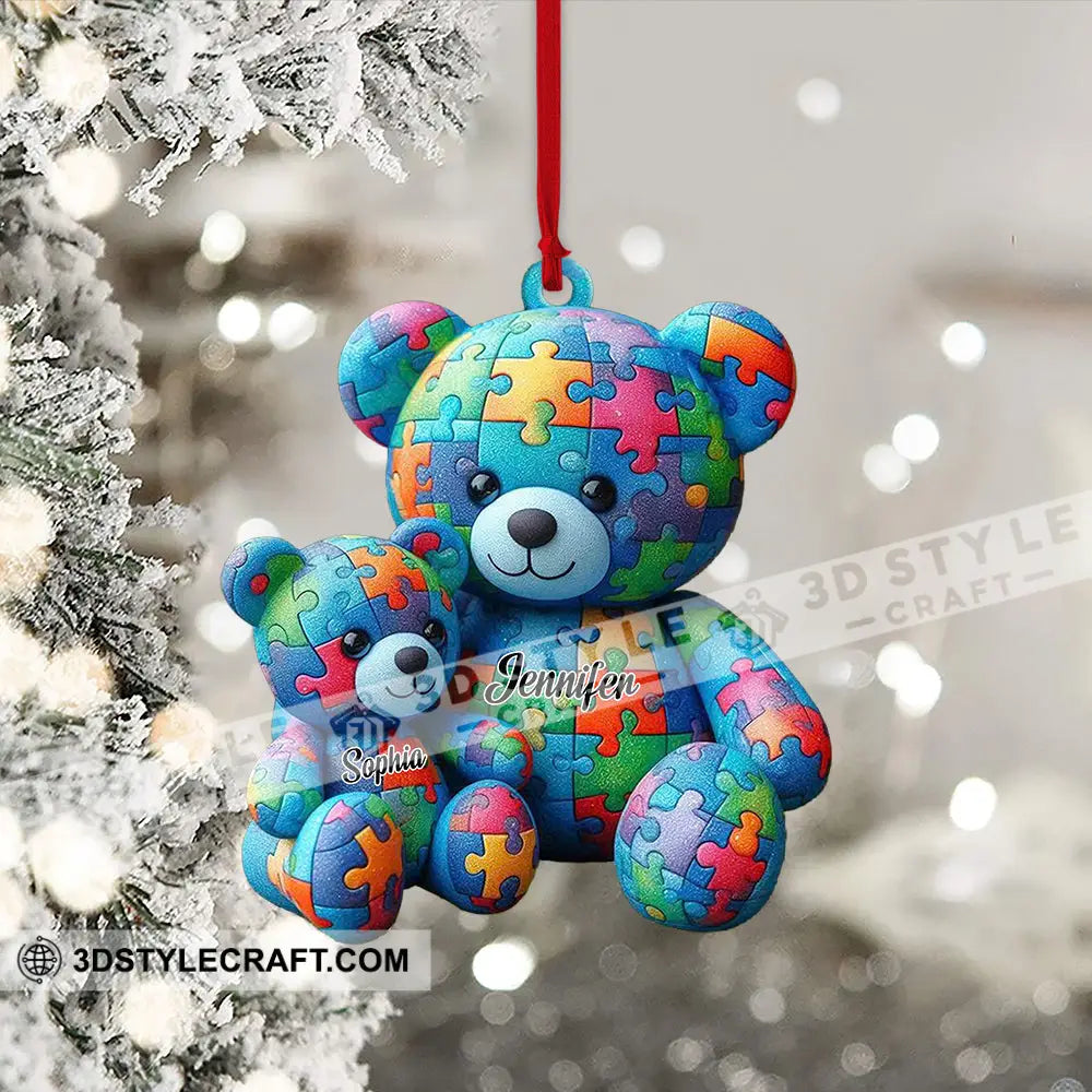 Autisum Bear Ornament Personalized