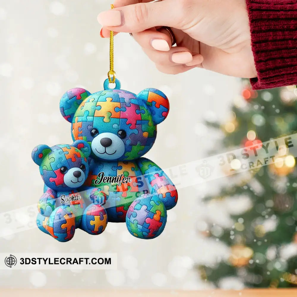 Autisum Bear Ornament Personalized